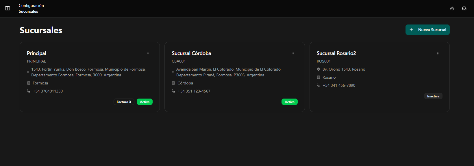 Configuración de sucursales en Clic Venta